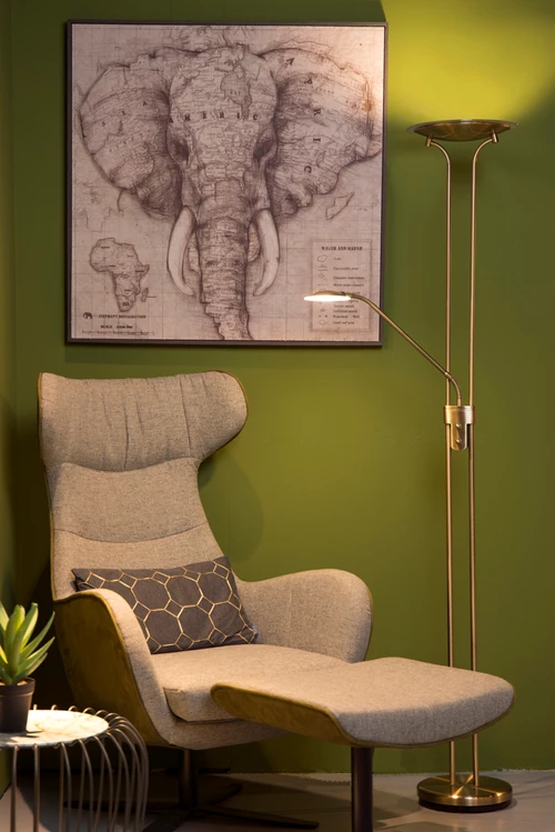 Lucide CHAMPION-LED - Stehlampe Mit Leselampe - LED Dim. - 3000K - Bronzefarbe - Atmosphäre 1